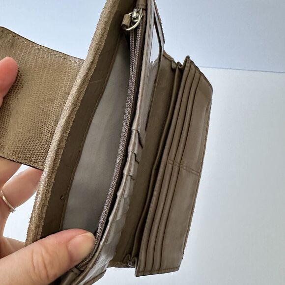 Coach Women's Madison Clover Op Art Wallet Blue Cream Brown Satin - Picture 8 of 15